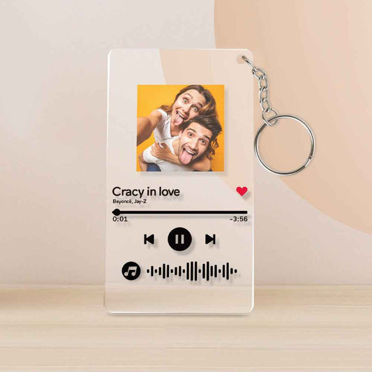 Personalized Photo Acrylic Photo Key ring Custom Keyrings with Scannable Music Music Code Keychain  (2.1IN X 3.4IN)-Mom
