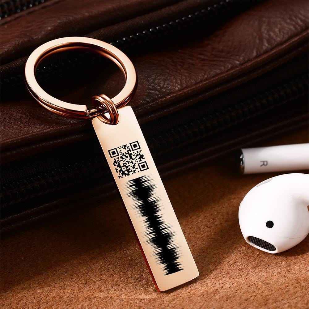 Custom Engraved Keychain QR Code Keychain With Name Audio Gifts