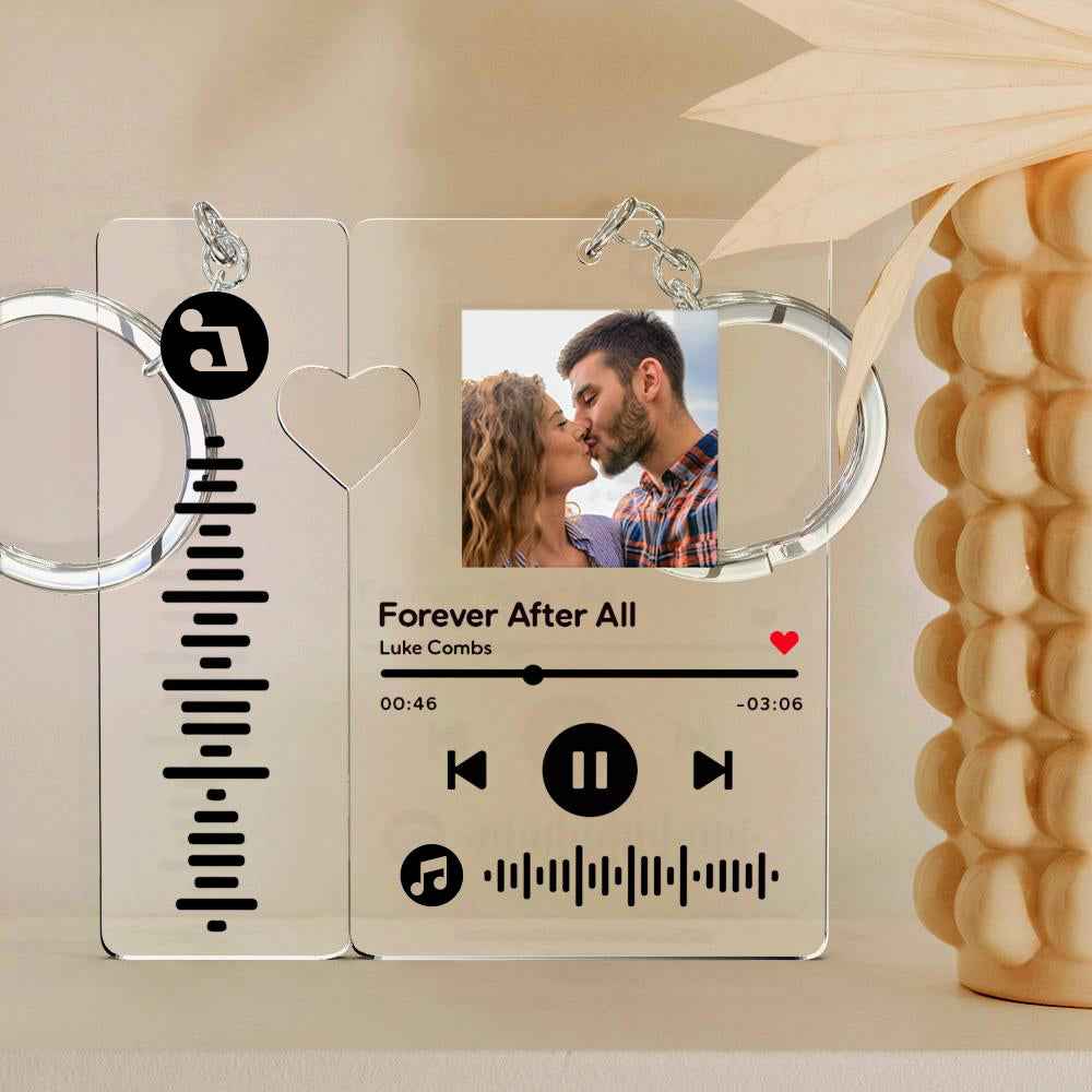 Custom Keychain With Picture Personalized Scannable Music Song Code Keychain For Couples Lover Boyfriend Gift