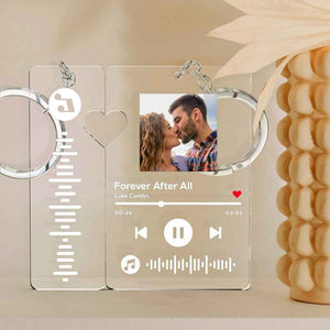 Custom Keychain With Picture Personalized Scannable Music Song Code Keychain For Couples Lover Boyfriend Gift