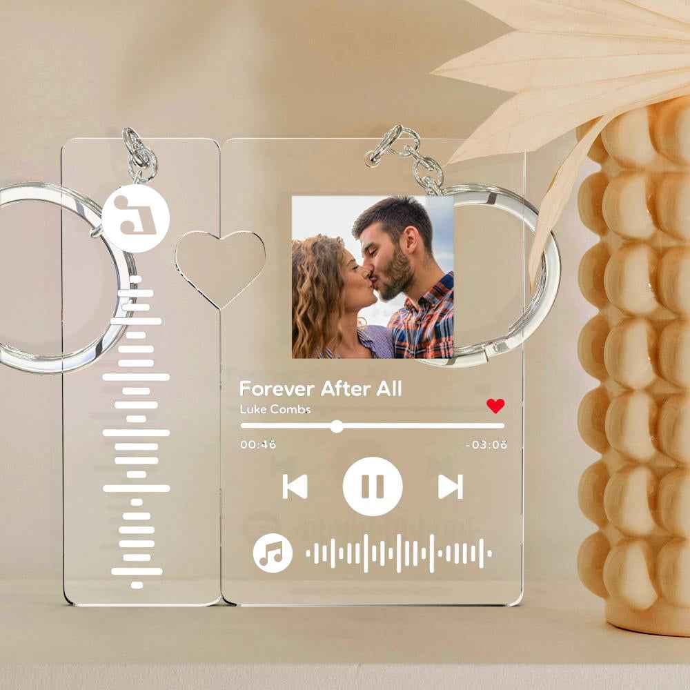 Custom Keychain With Picture Personalized Scannable Music Song Code Keychain For Couples Lover Boyfriend Gift