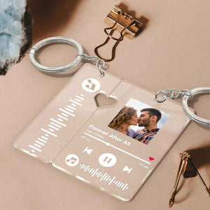 Custom Keychain With Picture Personalized Scannable Music Song Code Keychain For Couples Lover Boyfriend Gift