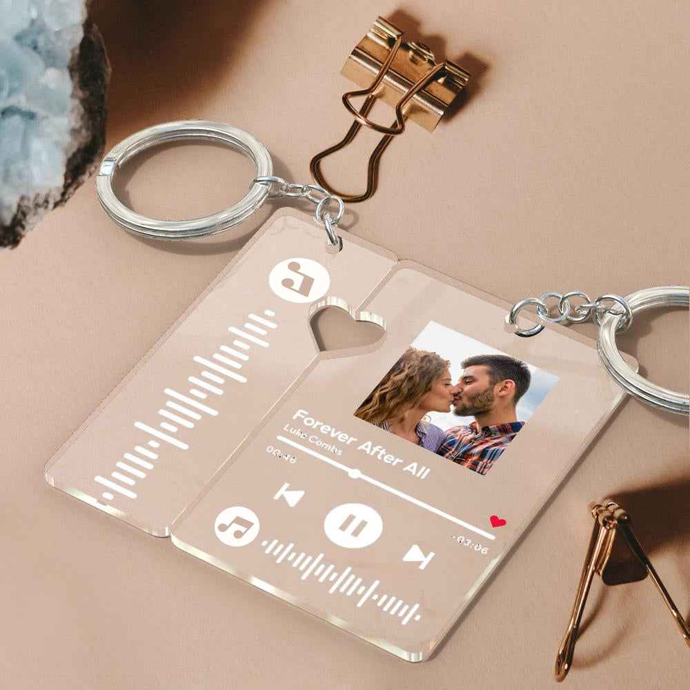 Custom Keychain With Picture Personalized Scannable Music Song Code Keychain For Couples Lover Boyfriend Gift