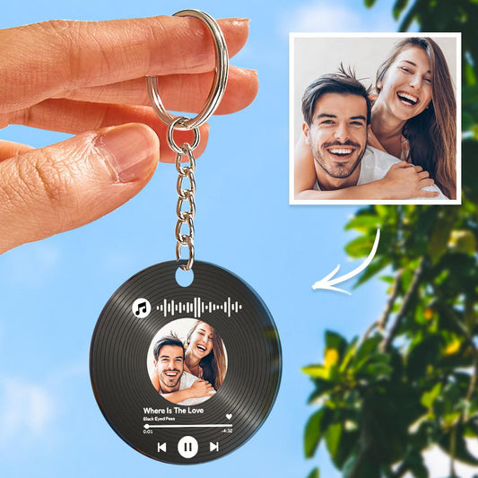 Custom Song Keychain with Scannable Music Code - Personalised Acrylic Gift