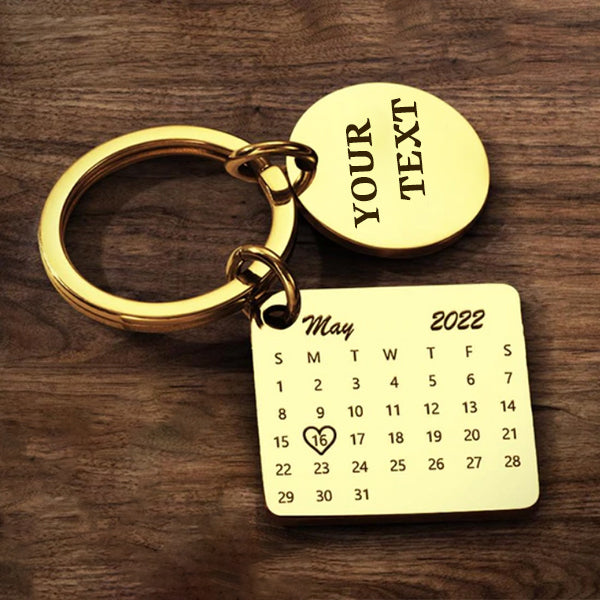 Personalised Calendar Keychain - Custom Date Photo Gift for Couples