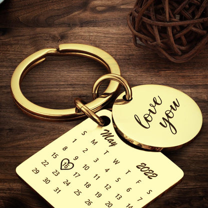 Personalised Calendar Keychain - Custom Date Photo Gift for Couples