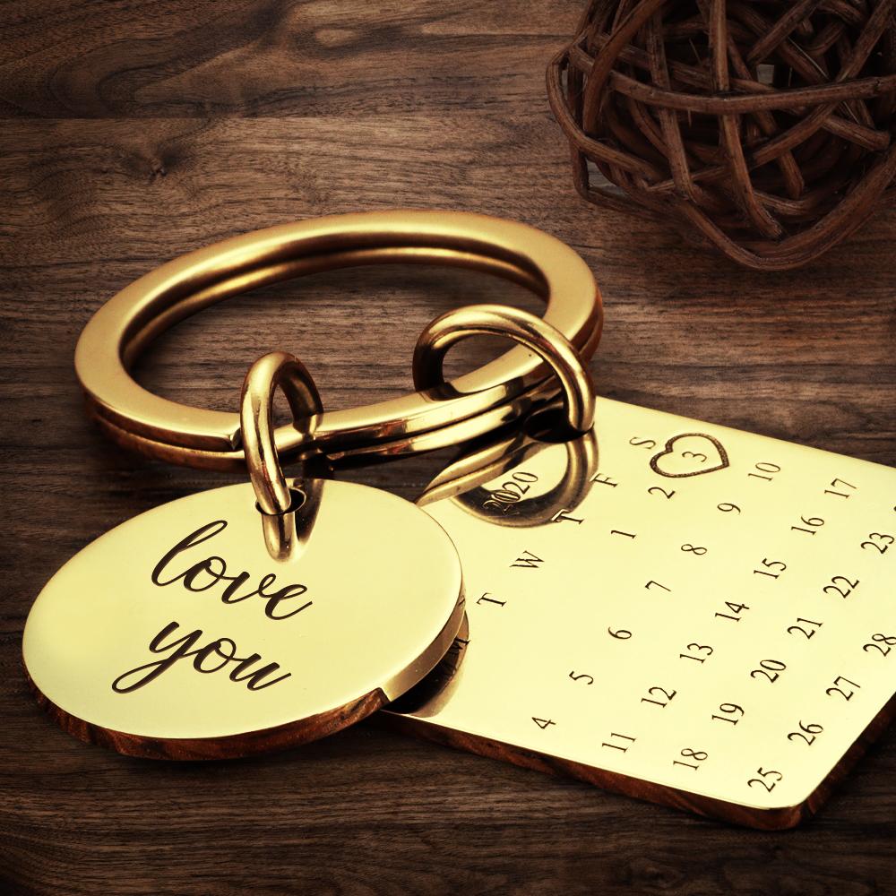 Personalised Calendar Keychain - Custom Date Photo Gift for Couples