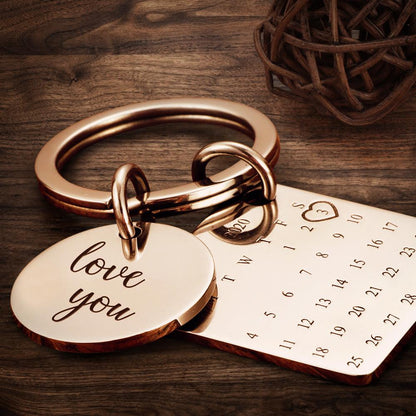 Personalised Calendar Keychain - Custom Date Photo Gift for Couples