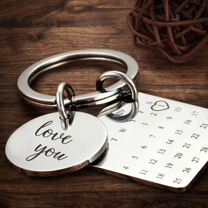 Personalised Calendar Keychain - Custom Date Photo Gift for Couples