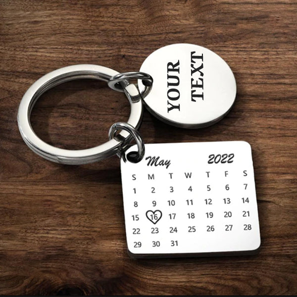 Personalised Calendar Keychain - Custom Date Photo Gift for Couples