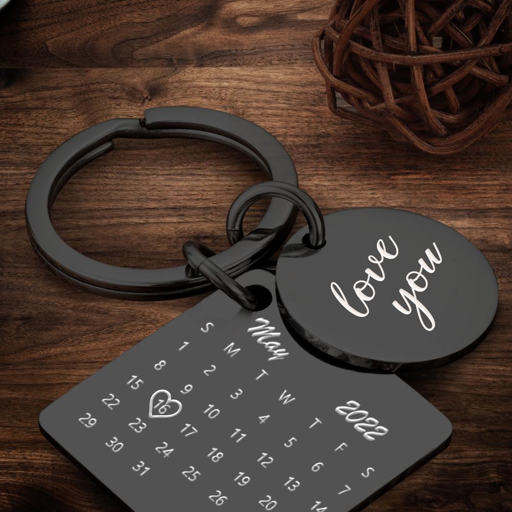 Personalised Calendar Keychain - Custom Date Photo Gift for Couples