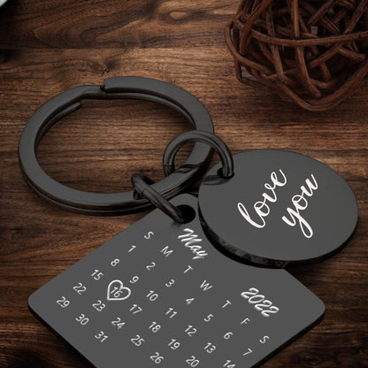 Personalised Calendar Keychain - Custom Date Photo Gift for Couples