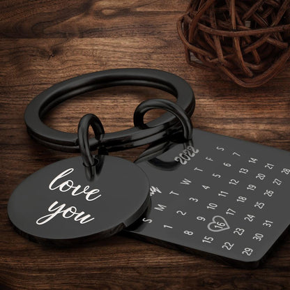 Personalised Calendar Keychain - Custom Date Photo Gift for Couples