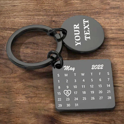 Personalised Calendar Keychain - Custom Date Photo Gift for Couples