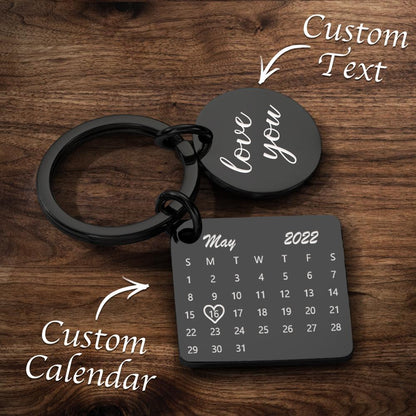 Personalised Calendar Keychain - Custom Date Photo Gift for Couples