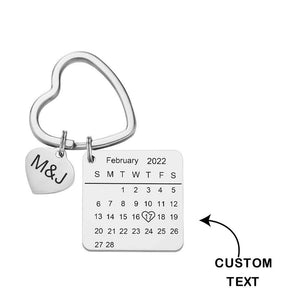 Anniversary Gifts Custom Calendar Keychain Heart Shape Keychain Gift For Lover - Rose Gold