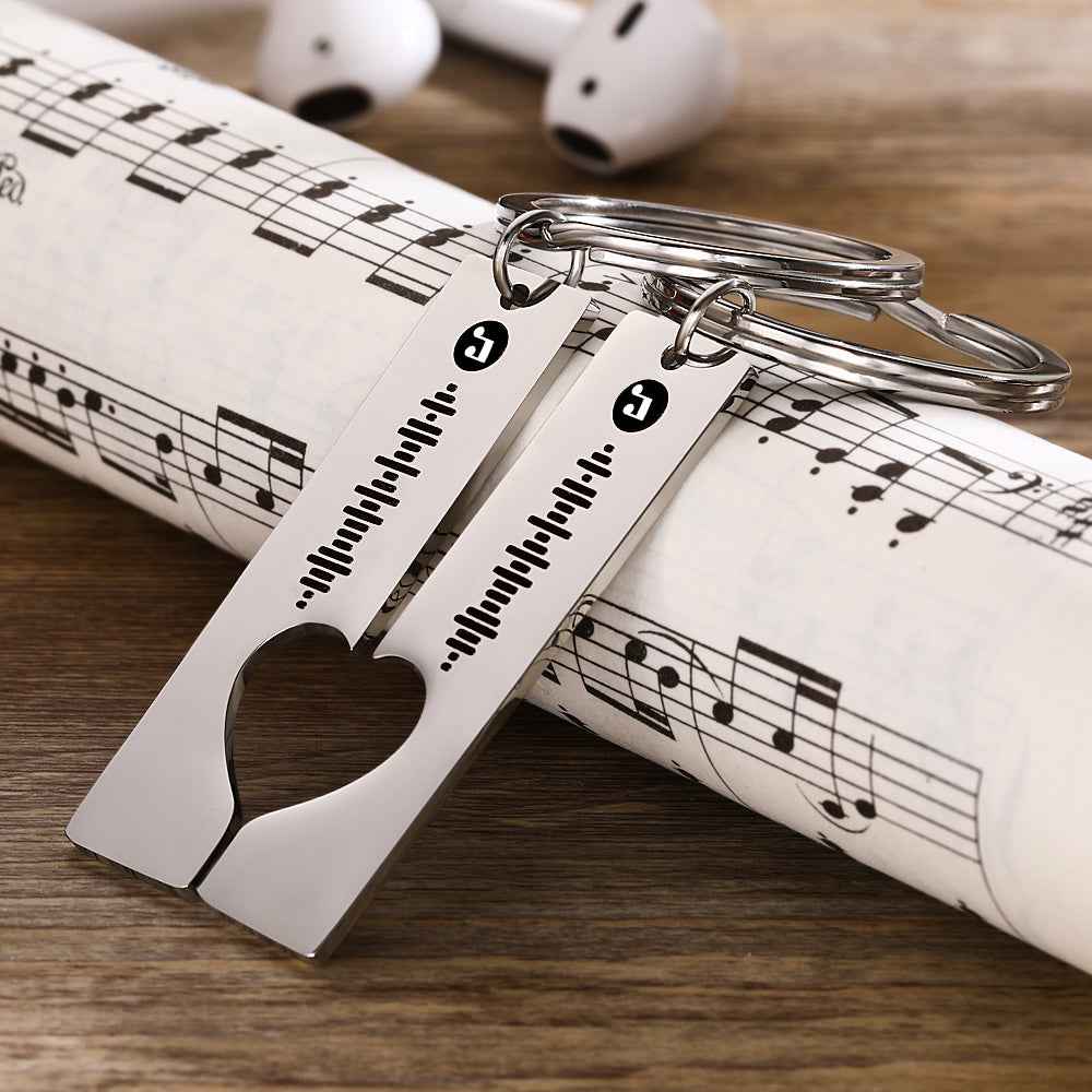 Scannable Custom Music Code Keychain 2pcs a Set