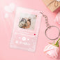 Black-variant personalised keychain and acrylic music plaque set, showing high-contrast engraving of photo and song code — personalised couple keepsake