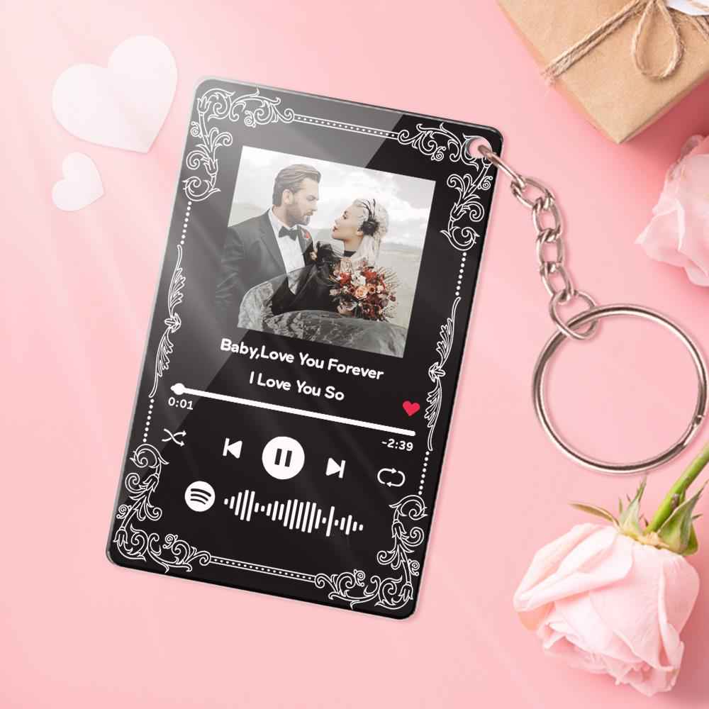 Custom Photo Plaue Acrylic Music Keychain Custom Couple Photo For Girlfriend
