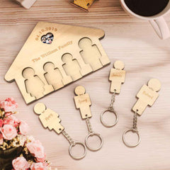 Custom Wooden Photo Key Holder Personalized Name Keychain Home Decorative Gift for Family
