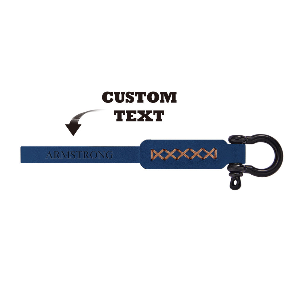 Stylish personalised leather keyring front view highlighting neat engraving and simple masculine design, perfect groomsman or Father’s Day gift