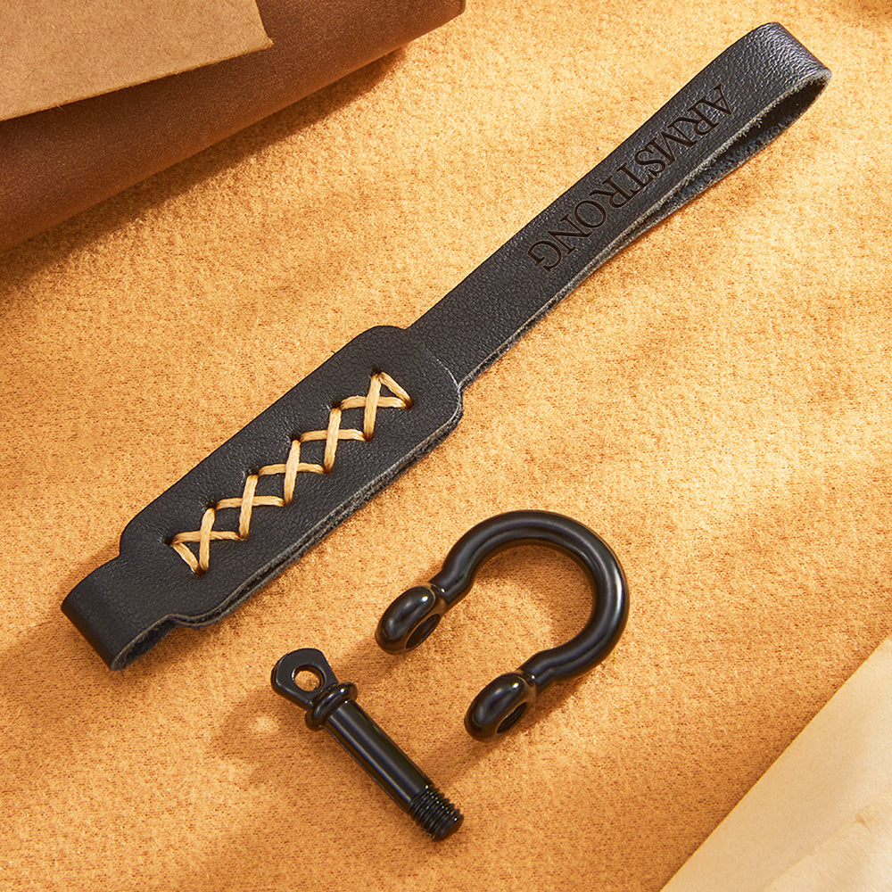 Close up of engraved leather keyring showing precision custom engraving and premium leather grain, personalised keychain for him