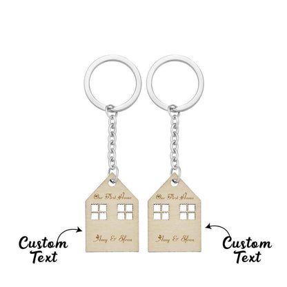 Custom Engraved House Modeling Paired Keychains Housewarming Gifts