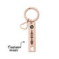Personalised Engraved Heart Keyring on a keyring set showing a high-resolution photo beside the scannable music code — a custom keepsake gift.