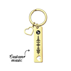 Personalised Scannable Music Code Keychain - Heart Shaped Engraved Keyring Gift
