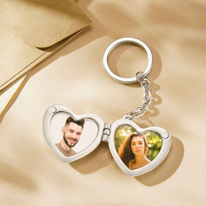 Custom Photo Keychain Double Photo Frame Heart-shaped Keychain Commemorative Gift
