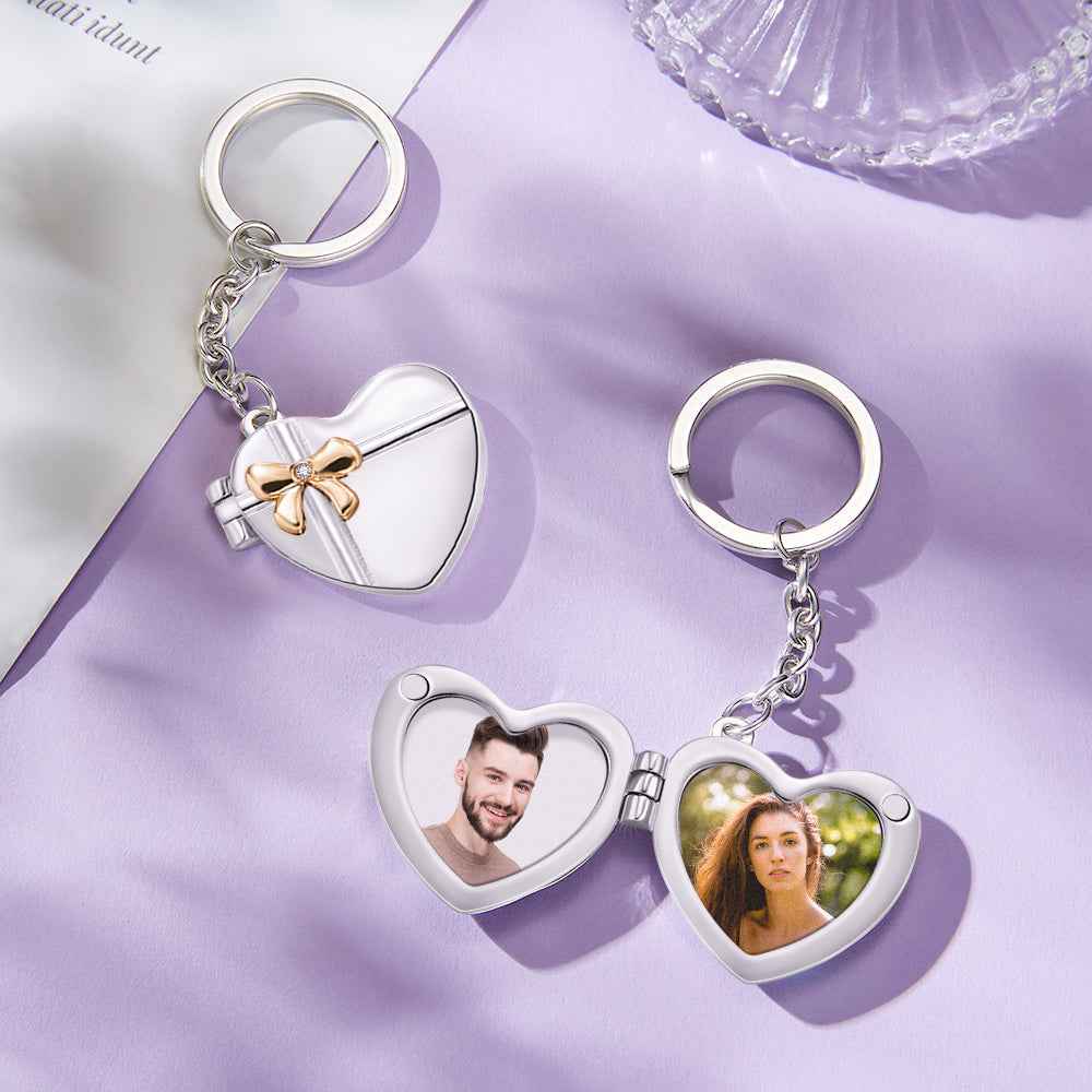 Custom Photo Keychain Double Photo Frame Heart-shaped Keychain Commemorative Gift