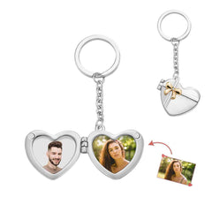 Custom Photo Keychain Double Photo Frame Heart-shaped Keychain Commemorative Gift