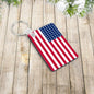 Personalised USA American flag stainless steel keychain with engraved name front view unisex custom keyring for men and women