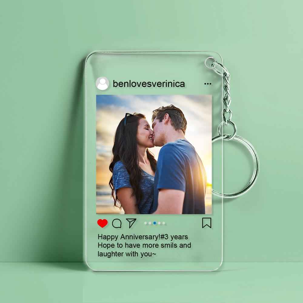 Customized Photo Keychain Personalized Instagram Photo Key Chain Gift for Couple