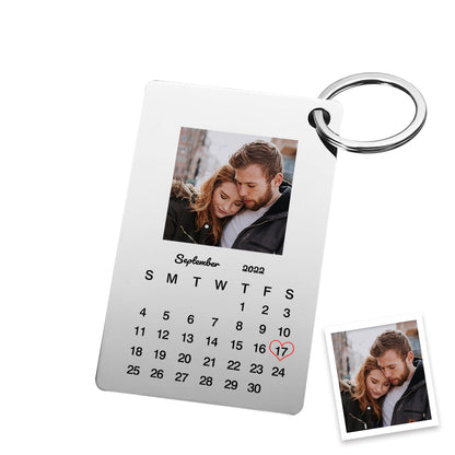 Personalised Calendar Keychain - Custom Photo Anniversary Gift
