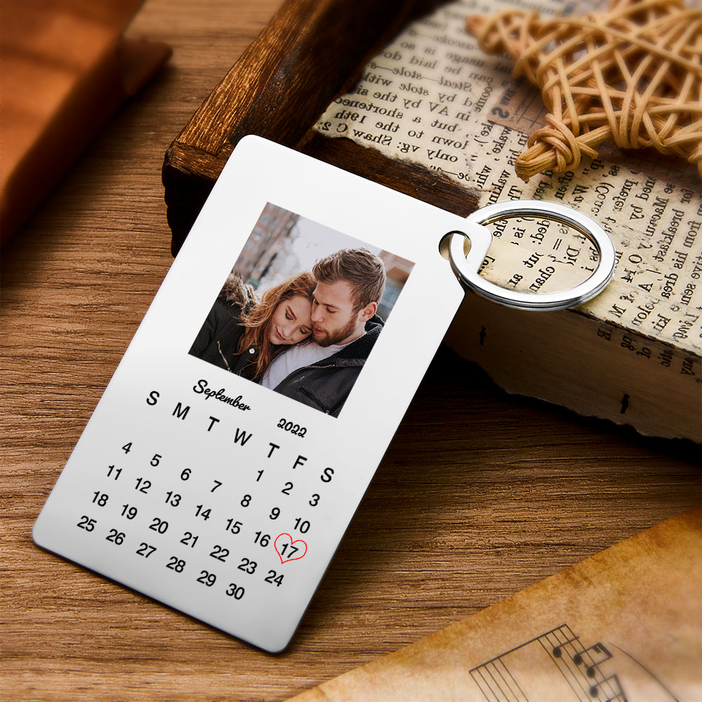 Personalised Calendar Keychain - Custom Photo Anniversary Gift