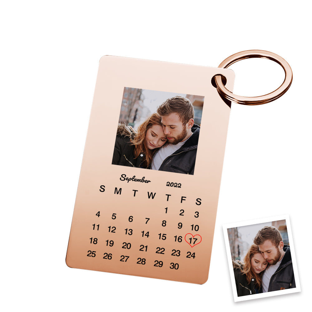 Personalised Calendar Keychain - Custom Photo Anniversary Gift