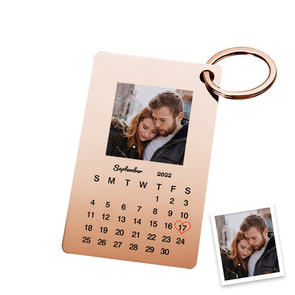 Personalised Calendar Keychain - Custom Photo Anniversary Gift