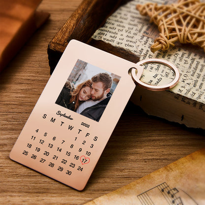 Personalised Calendar Keychain - Custom Photo Anniversary Gift