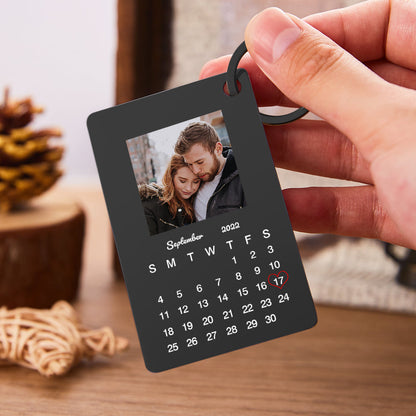 Personalised Calendar Keychain - Custom Photo Anniversary Gift
