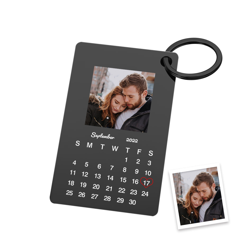 Personalised Calendar Keychain - Custom Photo Anniversary Gift