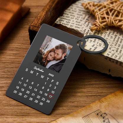 Personalised Calendar Keychain - Custom Photo Anniversary Gift