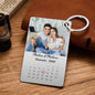 Personalised photo calendar keychain stainless steel custom keyring with engraved name clear photo insert and mini calendar perfect Valentine’s and anniversary gift