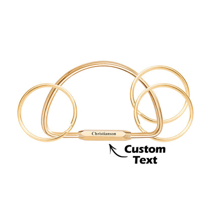 Silver-plated multi-layer brass keyring with clear engraved name and sturdy stainless-steel split ring — classic personalised keyring for everyday use.