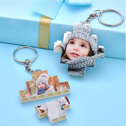 Diamond-shaped personalised photo keyring with metal attachment and baby image – ideal wedding favour, teacher gift or memorial keepsake
