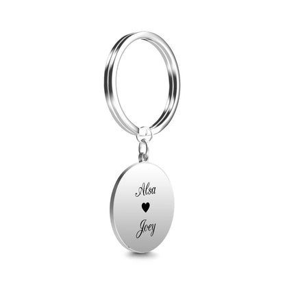 Close‑up of the engraved fingerprint detail on a personalised round charm, highlighting crisp double‑fingerprint engraving and option to add custom text