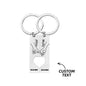 Personalised Couple Heart Keychain Set pair of matching stainless steel keyrings engraved with initials