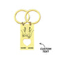 Two matching heart keychains showing personalised date engraving durable stainless steel keepsake