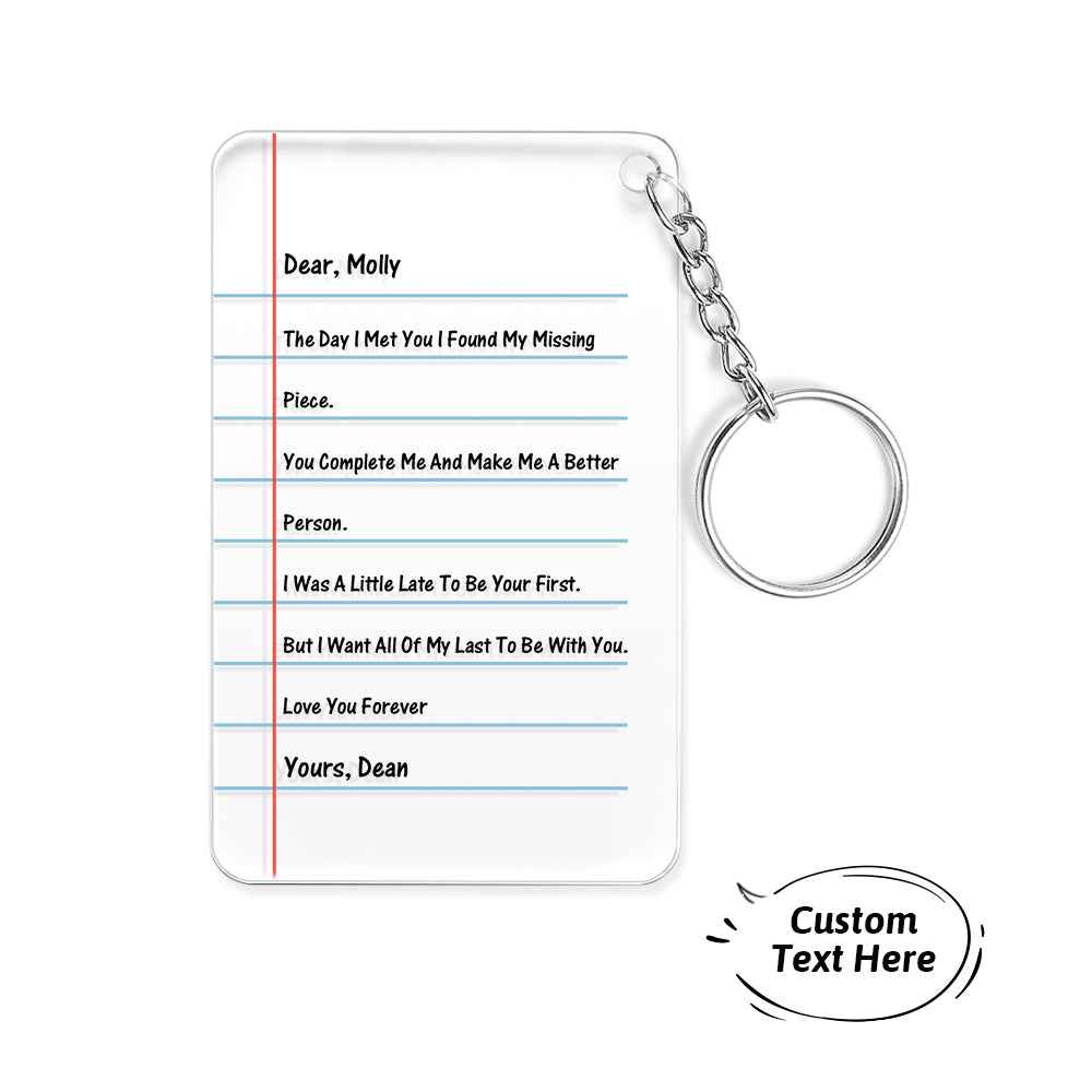 Custom Acrylic Love Letter Keychain Valentine's Day Gift For Boyfriend