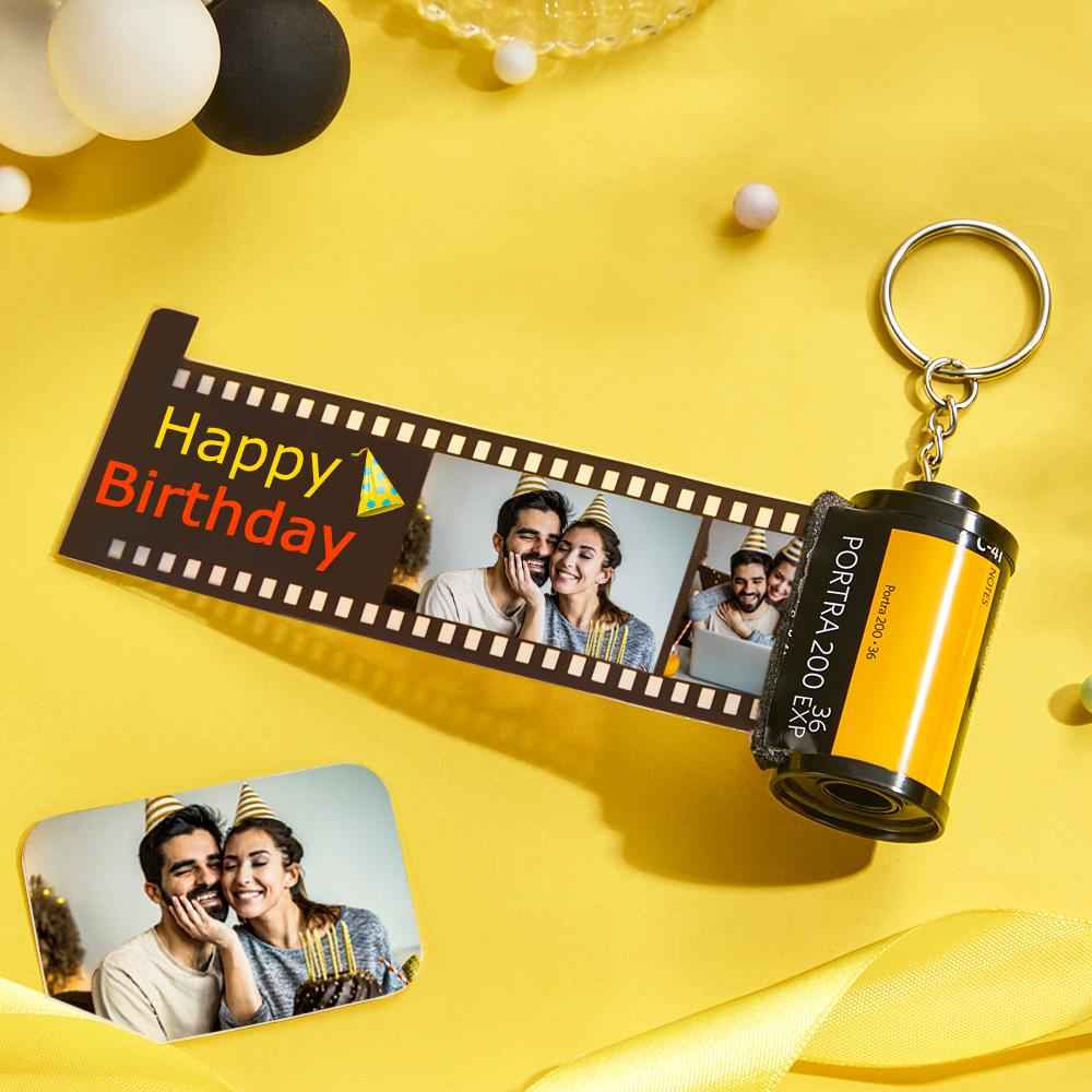 Best Birthday's Gifts Custom Photo Film Roll Keychain Yellow Camera Roll Keychain